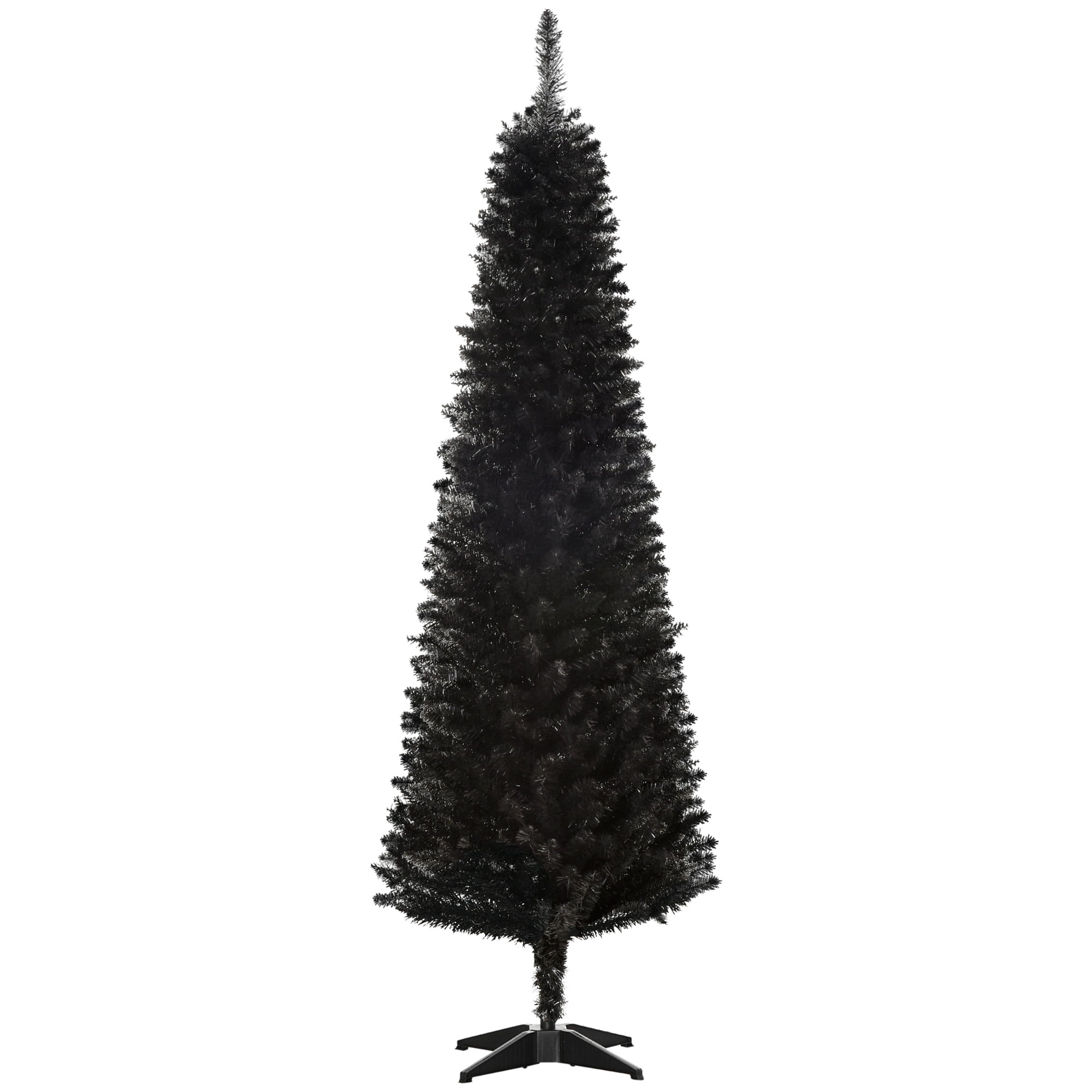 Astoutdoor 6 ft Artificial Christmas Tree, Slim Pencil Style, 390 Tips, Black Plastic, Detachable Base