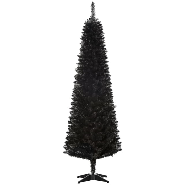 HOMCOM 6' Artificial Christmas Tree Xmas Slim Tree Holiday Décor, Black