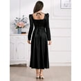 thumbnail image 5 of IDOPIP Women's Fall Floral Corset Dress Long Sleeve Satin Maxi Dress Elegant Wedding Guest Dresses, 5 of 8