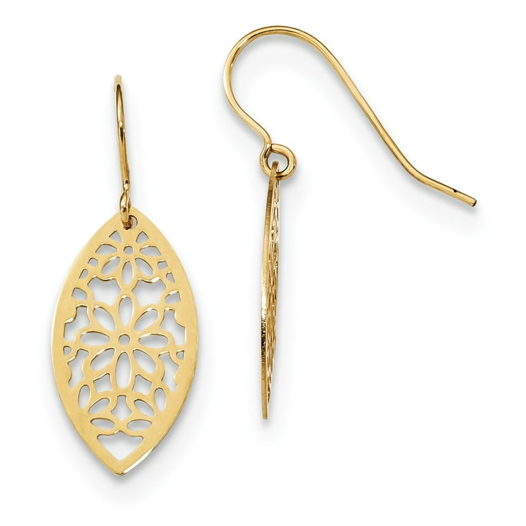 14kt Yellow Gold Flower Dangle Earrings