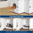 thumbnail image 5 of Homhougo Cat Litter Box Enclosure with Storage Cabinet, Hidden Litterbox Furniture with Scratching Post, Scratching Board and Toy Balls, Tall Cat Tree with Litter Box Cabinet, Cats House Pet, 5 of 9