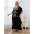 thumbnail image 2 of Moroccan Embroidered Kaftan Abaya Dresses for Women Batwing Sleeve Caftan Loungewear Maxi Beach Tunic Plus Size Africa Robe Casual Summer Outfis, 2 of 10