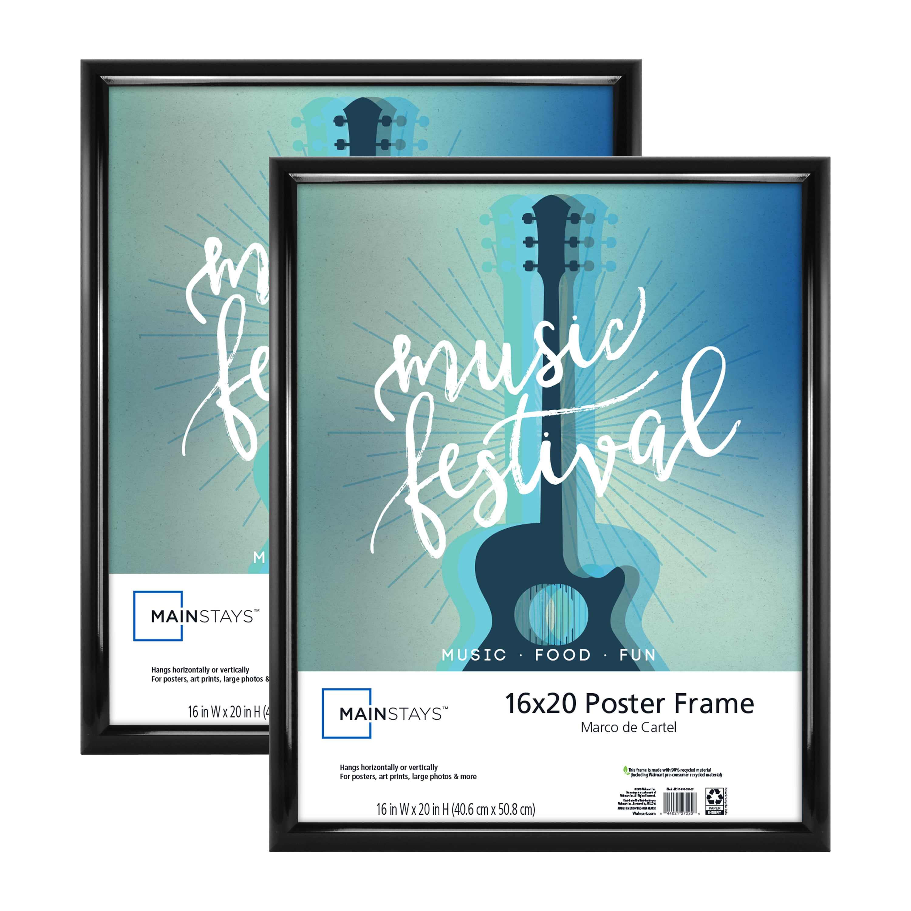 Picture Photo Frames & Poster Display 16x20 Plastic Wall Mount Home Decor 2-Pack 