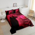 thumbnail image 4 of Ensemble de Literie Mignon Chat Noir pour Filles, Ensemble de Literie Romantique Rose Rouge pour Adolescentes Femmes, Ensemble de Literie Imprimé Floral mYSTérieux Rose, Ensemble de Lit Chat Noir 3d, Réversible, 4 of 7