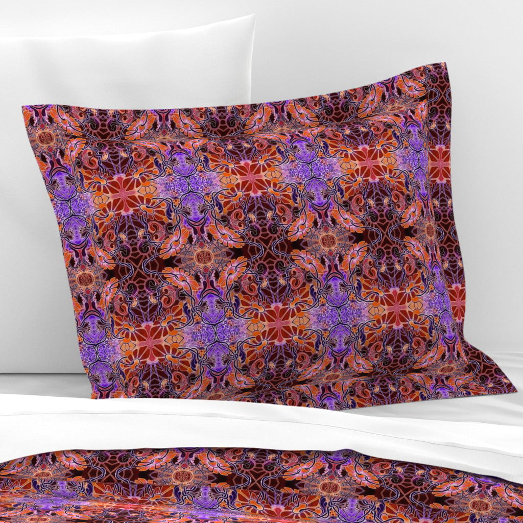 2084 Midnight Surreal Vines Flame Psychedelic Twisted Print 100% Cotton Sateen 30in x 30in Flange Sham Roostery Pillow Sham 