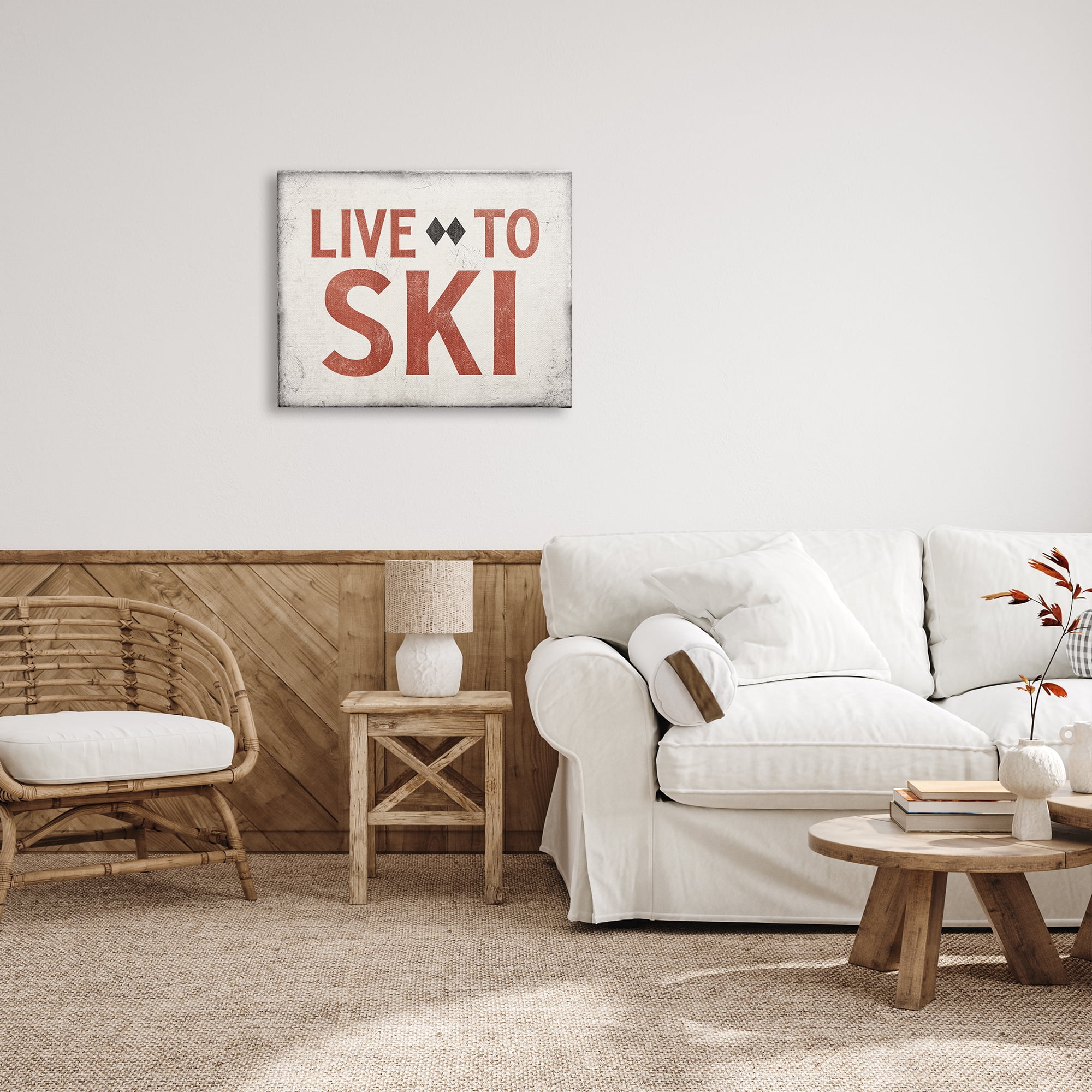 Stupell Industries Live To Ski Phrase Double Black Diamond Symbol, 30 x 24, Design by JJ Design House LLC