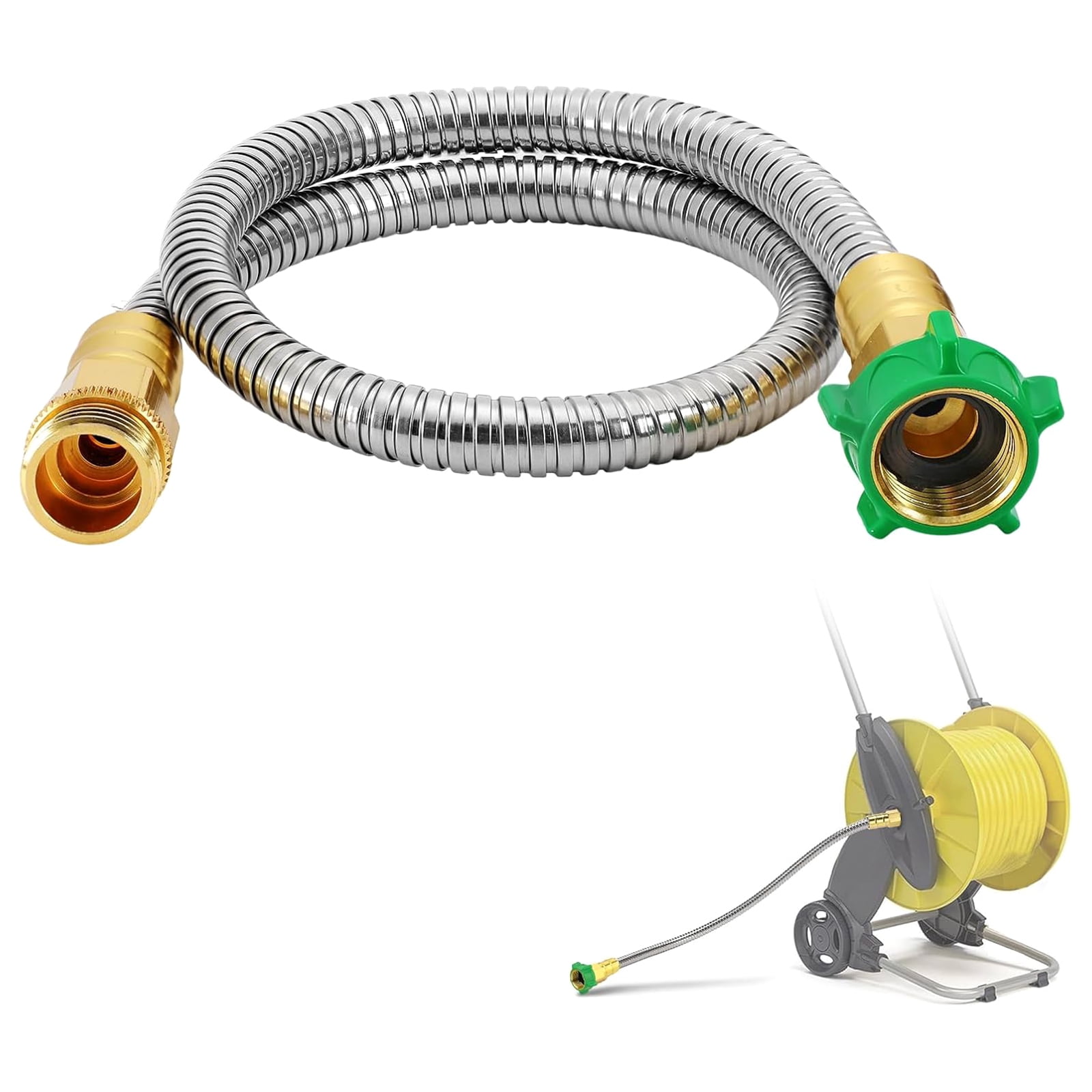 5ft Short Garden Hose Extender with Female to Male Connector Stainless Steel Garden Leader Hose Flexible Water Hoses