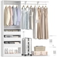 thumbnail image 4 of iSunirm 5FT Closet System with 3 Wooden Drawers, Reversible Closet Organizer with Hanging Rod & Shelf Tower, Sturdy Wardrobe Closet Garment Rack for Bedroom/Closet, 60"W x 80"H x 15"D, White, 4 of 11
