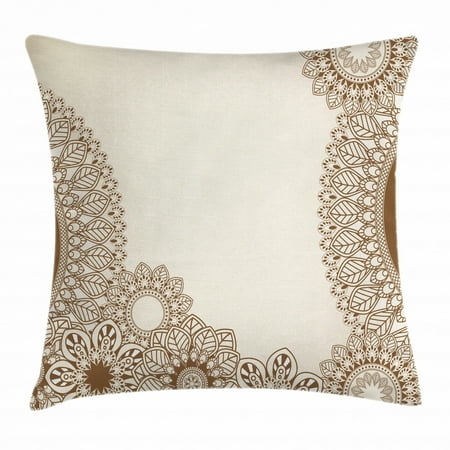  Henna Throw Pillow Cushion Cover Hand Drawing Style Old 