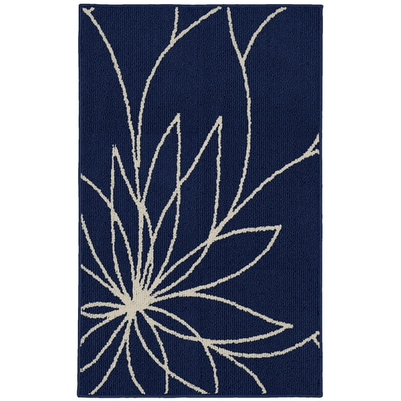 Garland Rug Grand Floral Indigo/Ivory Indoor Accent Rug, 30" x 46"