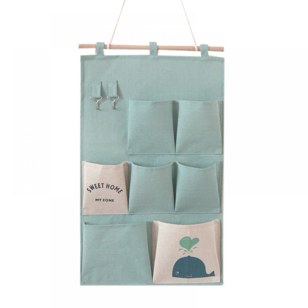 Wall Hanging Storage Bag, Linen Fabric Over Door Organizer Bag, Closet