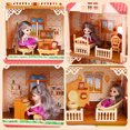 thumbnail image 4 of EagleStone 8-Room Dollhouse Castle with Elevator, 2 Dolls, 388 PCS Furniture & Play Mat, DIY Doll House for Girls Ages 3+, 28" Pink, 4 of 8
