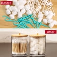 thumbnail image 4 of WSBArt 3Pcs Acrylic Qtip Holder with Bamboo Lid, Small Clear Containers for Cotton Swab/Ball/Pads, Apothecary Jars Set for Bathroom/Makeup Storage Organizer, 4 of 10