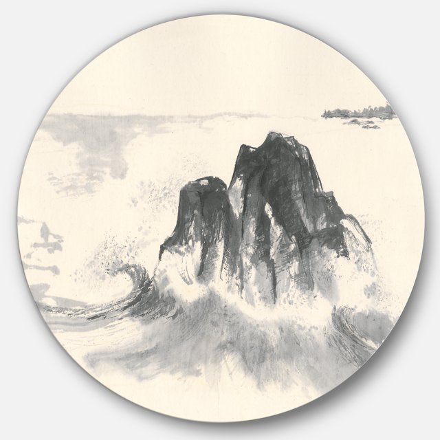 Designart 'Ocean Waves' Traditional Metal Circle Wall Art - Disc of 36