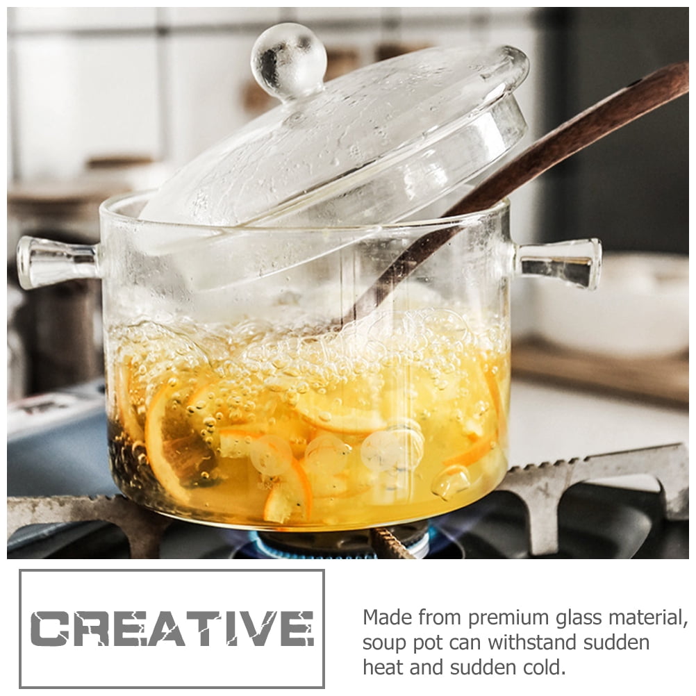 Glass Instant Noodle Bowl Kitchen Cookware Soup Pot Clear Cooking Utensils Simmering for Stovetop