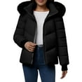 thumbnail image 3 of Zedker Women's Winter Coat Lightweight Puffer Jacket Winter Clothing For Women with Removable Hood Black XXXL, 3 of 7