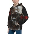 thumbnail image 2 of Sikiie Realistic Rose Skull Youth Hoodie Sweatshirt Pullover Hooded Classic Casual Essentials Hoodiefor Boys Girls Kids -X-Large, 2 of 6