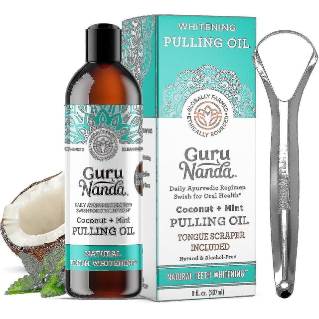Coconut Peppermint Oil With Tongue Scraper, Mouthwash Contains with Coconut Oil FQ