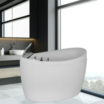 "EMPAVA 59"" W x 31.5"" D x 30.71"" H in. Oval Freestanding Air Jets Bathtub Deep Soaking Tub in White"