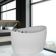 EMPAVA 59" W x 31.5" D x 30.71" H in. Oval Freestanding Air Jets Bathtub Deep Soaking Tub in White