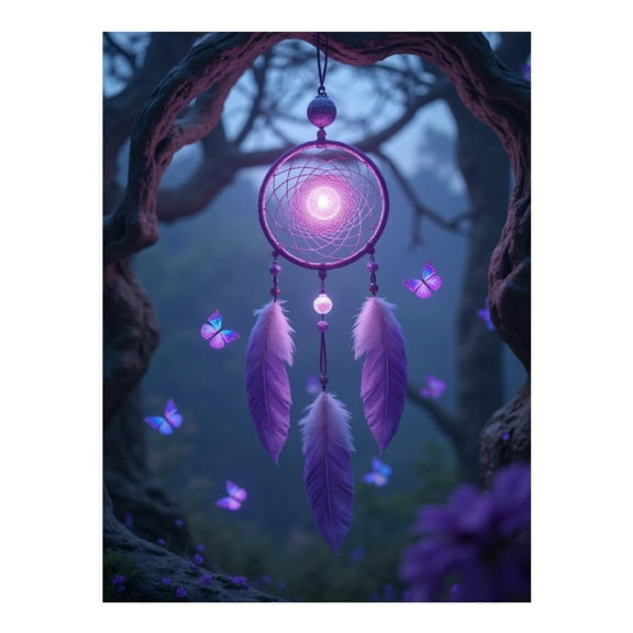 Diamond Art Kits for Adults, Dreamcatcher Purple Glow Night 5D Diamond Painting Kits for Adults Beginners, DIY Full Drill Diamond Painting, Gem Art and Crafts 12x16
