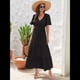 thumbnail image 4 of Vestido Bohemio de Lunares para Mujer, de Verano, con Cuello en V, Corta, y Fluido, para Invitada A una Boda en la Iglesia Negro L, 4 of 8