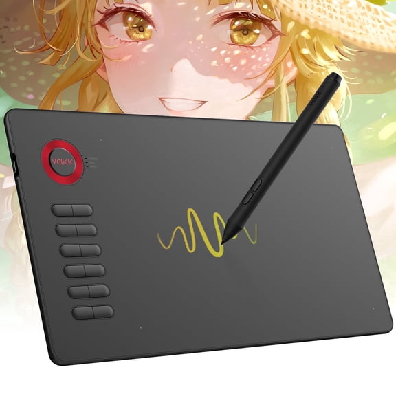 VEIKK A15 10x6 inch Drawing Tablet with Battery-free Stylus and 12 Shortcut Keys, Art, Sketching, Animation
