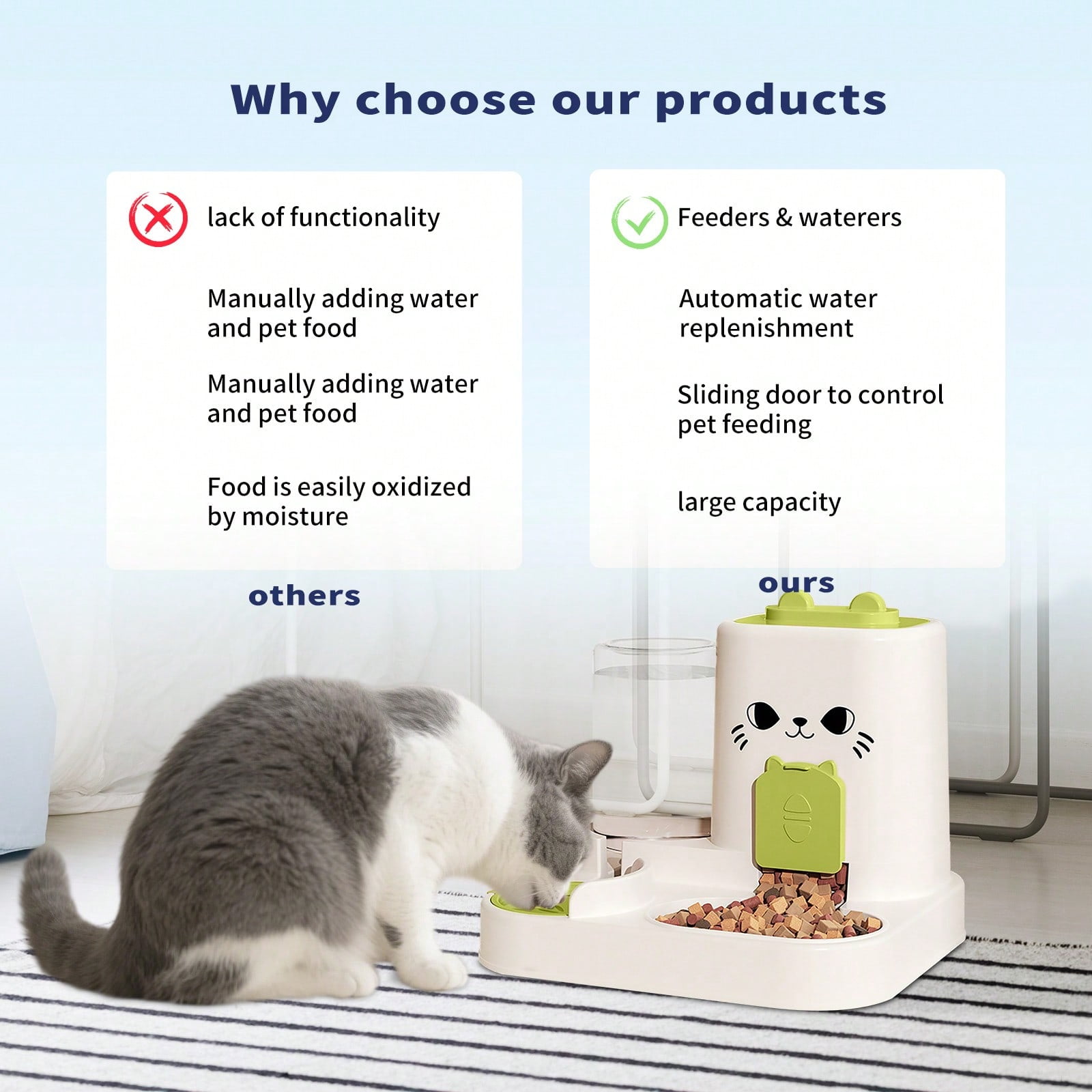 Automatic Cat Water Dispenser – 2-In-1 Large Capacity Drinking Fountain For All Cats, Available In Pink, Gray, Orange & Green