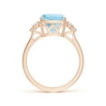 thumbnail image 2 of ANGARA Natural Cushion 2.7 ct Aquamarine Engagement Ring with Trio Diamonds in 14K Rose Gold for Women (Size-9mm) | March Birthstone, Anniversary, Jewelry Gift for Women | Natural Aquamarine Ring, 2 of 11
