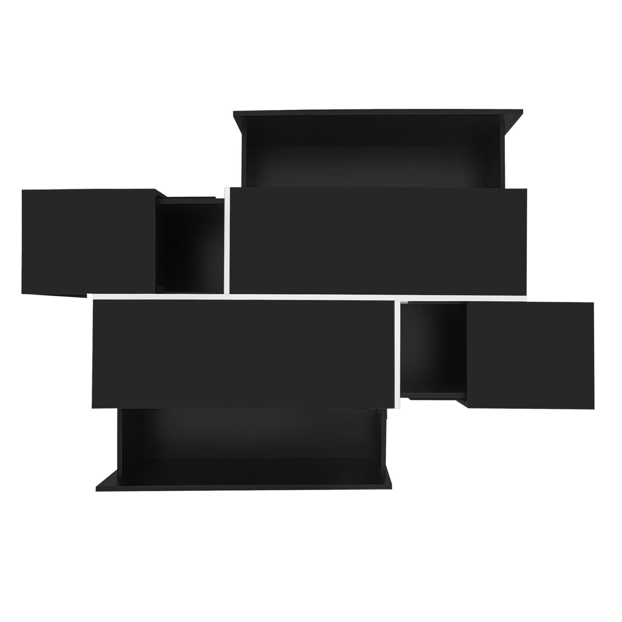Euroco Minimalist Modern Coffee Table with Hidden Storage and Wide Tabletop
