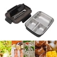 thumbnail image 4 of Bento Box, Compartmental Design Lunch Box 3 Grids Lightweight Compact    For Travel  For Office For Picnic Black, 4 of 8