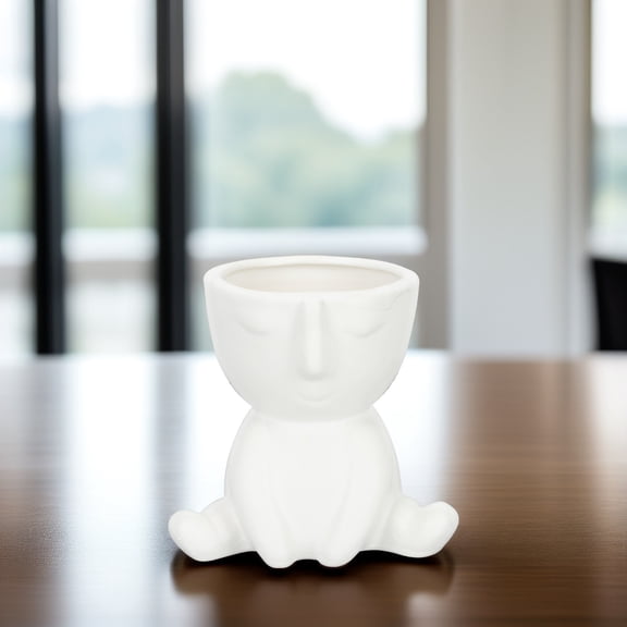 GOOHOCHY White Ceramic Plant Pot Compact Space Saving for Balcony Garden