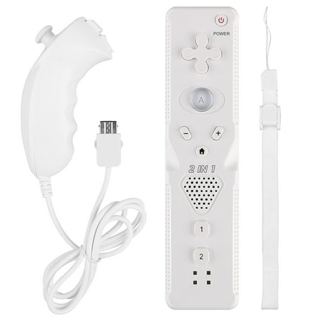 Built in Motion Plus Remote + Nunchuck Controller For Nintendo Wii (White)