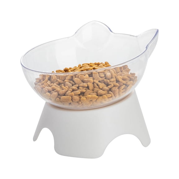Yajisi 15 Degree Tilted Raised Cat Food Bowl, Elevated Plastic Kitten Water Feeder, Anti-Slip Shallow Whisker Fatigue Prevention Pet Dishes for Cats and Small Dogs, 5.1 inches / 13 cm