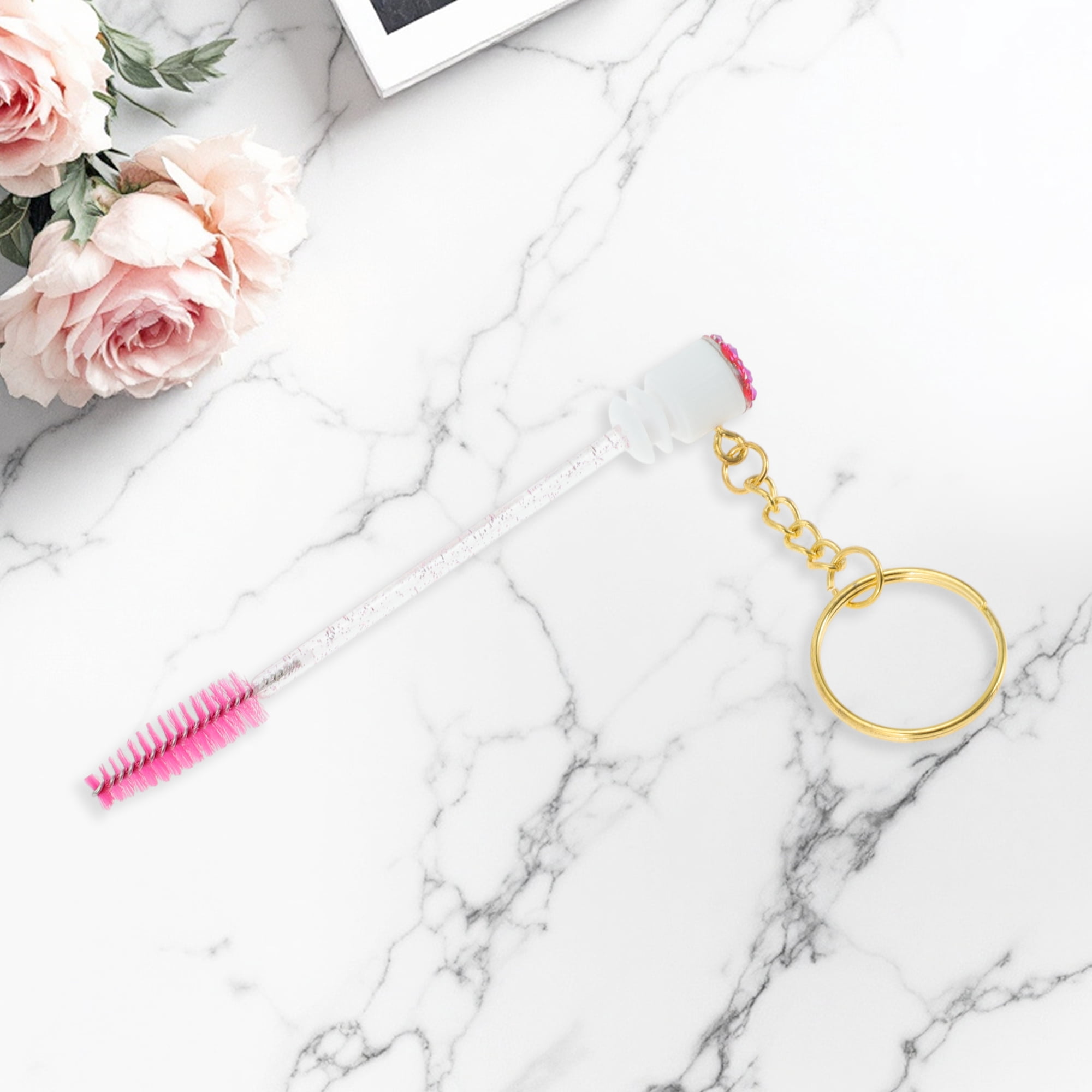Unique Bargains 1 Pc Durable Eyelash Brush in Tube Design with Gold-Tone Buckle Rose Red
