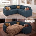 thumbnail image 3 of Marrber Modern Corduroy L-Shaped Sectional Sleeper Sofa, Modular Design with Pull-Out Bed and Storage, Blue, 3 of 9