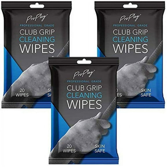 ProPlay Golf Club Grip Cleaning Wipes, Unscented Wipes, Cleans to Restore Grip Tack, 3 Packs of 20 Golf Wipes