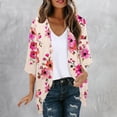 thumbnail image 2 of VEKDONE 3/4 Puff Sleeve Chiffon Cardigan for Women Fashion Print Lightweight Capes Ladies Loose Fit Breathable Cover Ups Hawaiian Beach Cardigans, 2 of 5