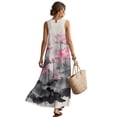 thumbnail image 2 of Xixirimido Ink Wash Lotus Flower Print Maxi Dress for Women Crewneck Sleeveless A-line Casual Dresses Summer Beach Vacation Long Dresses Flowy Sundress with Pockets, Size XXL, 2 of 7