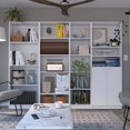 thumbnail image 2 of Clawson 4 Piece Living Room Set with 4 Bookcases, White, 2 of 7