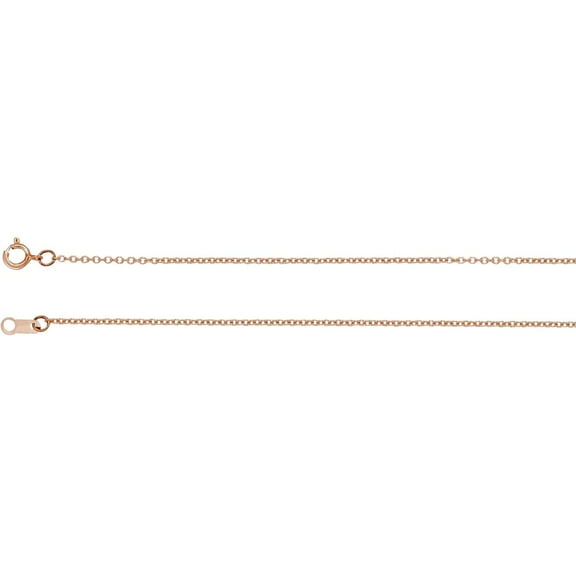 14k Rose Gold 1mm Solid Cable 15 Inch Chain Chain Necklace for Women and Men - 1.1 Grams