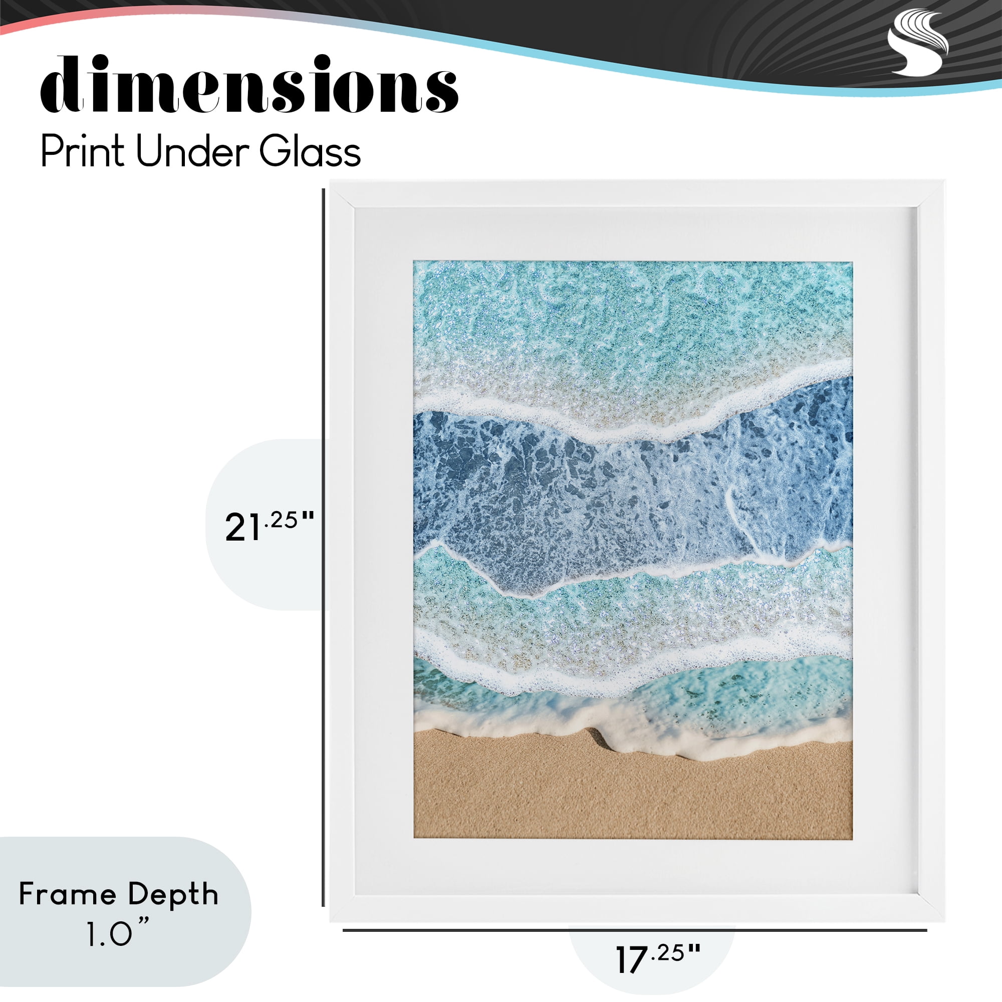 Stupell Industries Overlapping Shore Waves White Framed Print Under Glass, design by Jesse Keith