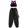 thumbnail image 4 of JanJean Kids Girls Gymnastic Jazz Dance Outfit Sleeveless Tank Top Vest with Chain Pocket Pant Set Hot Pink 8, 4 of 7