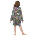 thumbnail image 7 of FORMRS Niños Bathrobe Unisex Hooded Robe Soft Plush Pajamas Sleepwear, Size 2-3T, Blue Colorful Flowers, 7 of 7