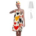 thumbnail image 2 of Colevkie Women 2 Pieces Bath SKirt & Shower Cap Bath Wrap Set Portable Adjustable Beach Towel Hair Drying Cap Quick Drying for Bathroom Sauna Spa Printed Cute Hearts Pattern, 2 of 8