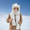 thumbnail image 4 of XMMSWDLA Winter Warm Women Siamese Hoodie Gloves Pocket Hat Long Scarf Shawl Wraps Sun Hats for Women, 4 of 7