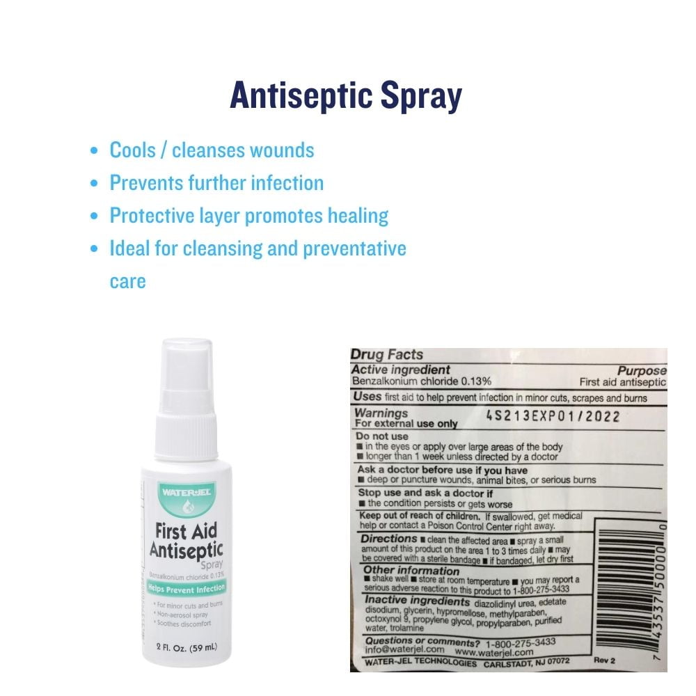 4 Bottles - Antiseptic First Aid Spray 2 Oz 0.13% Benzalkonium Chloride WaterJel - MS-60955
