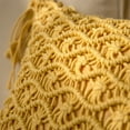 thumbnail image 4 of Phantoscope 100% Cotton Handmade Crochet Woven Boho with Tassels Series Decorative Throw Pillow, 18" x 18" Square, Yellow, 1 Pack, 4 of 5