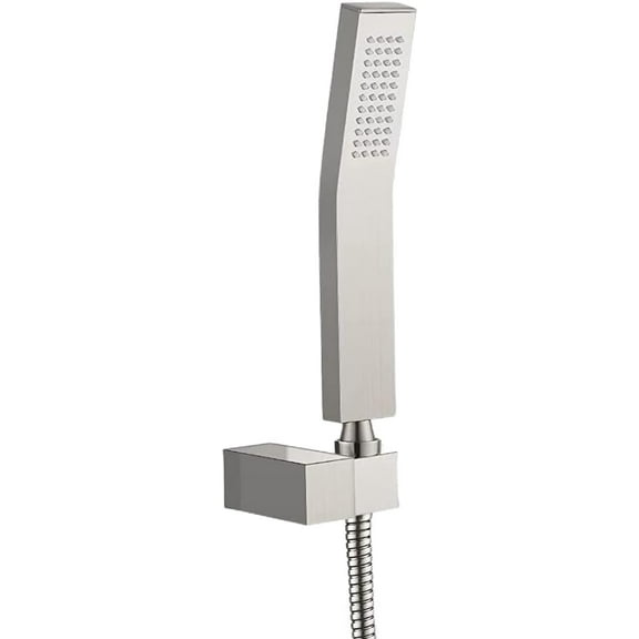 High Pressure Single Function Handheld Shower Head with Extra Long Hose Shower Adjustable Wand Holder Set Brass Hand Shower Brushed Nickel