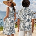 thumbnail image 4 of Yuyamidu Matching Vacation Outfits for Couples Mens Shirts Casual Summer Dresses for Women Hawaiian Dress Matching Tropical Outfits for Couples Mens Button Down Shirts Tiered Dress Leaf 4XL, 4 of 6